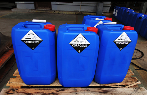 chemical barrels with safety labels
